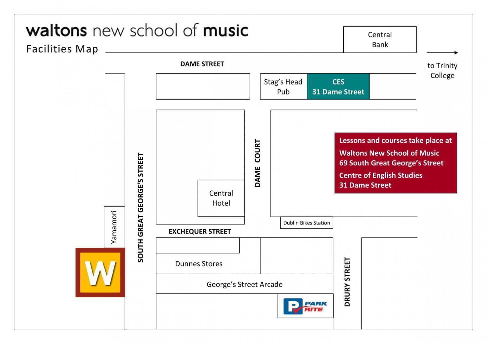 Waltons New School of Music Facilities Map